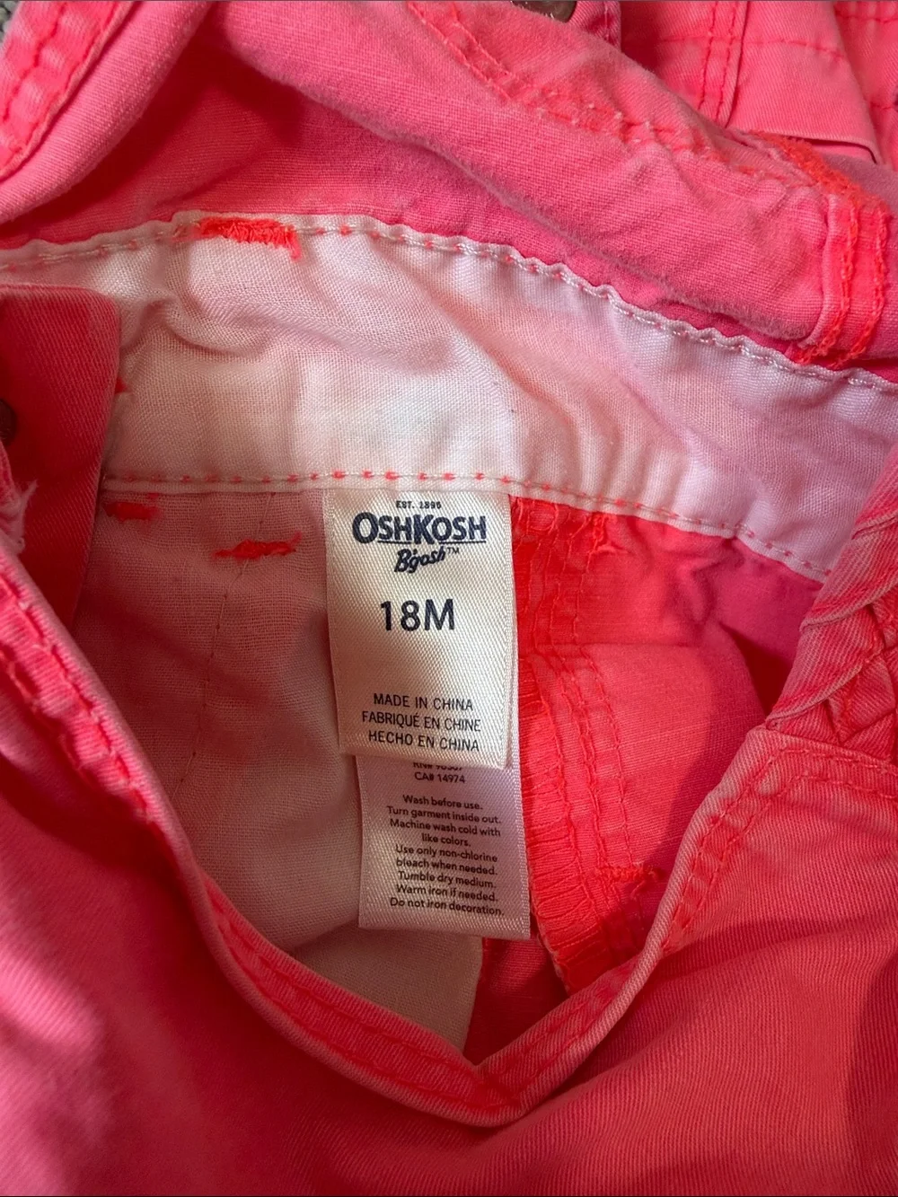 OshKosh B'gosh Coral Pink Girls' Short Overalls